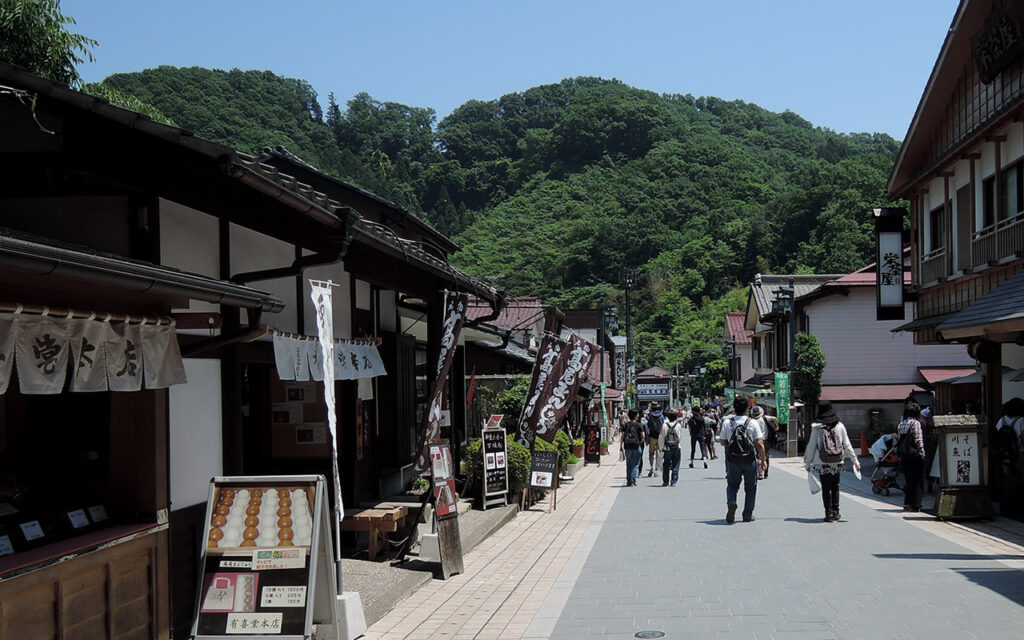 ふもとには食事処があります。高尾山の名物はとろろそば。